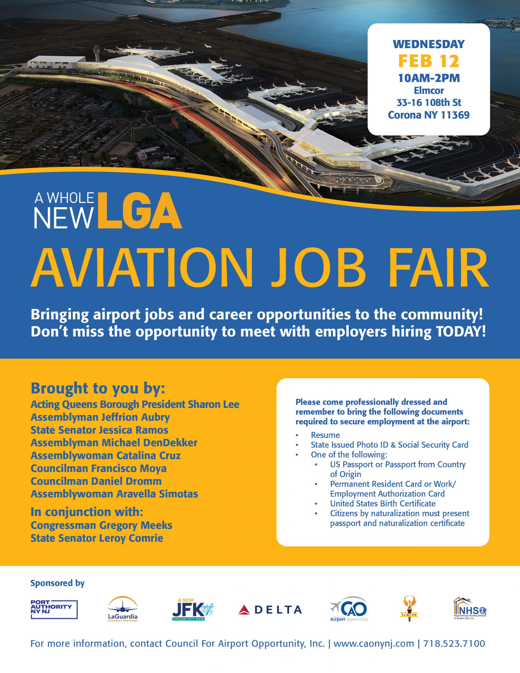 Aviation Job Fair at Elmcor on February 12th 2020 10am to 2pm