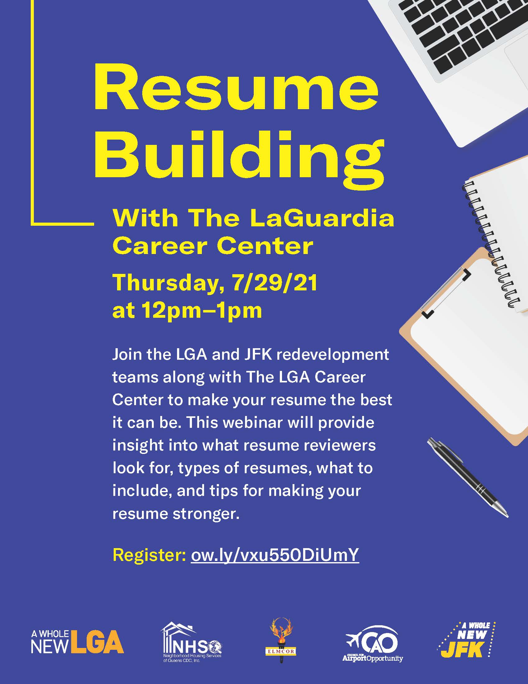 Resume Building July 2021 flyer