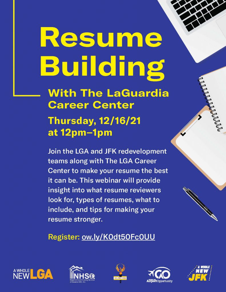 Resume Building December 16 event flyer